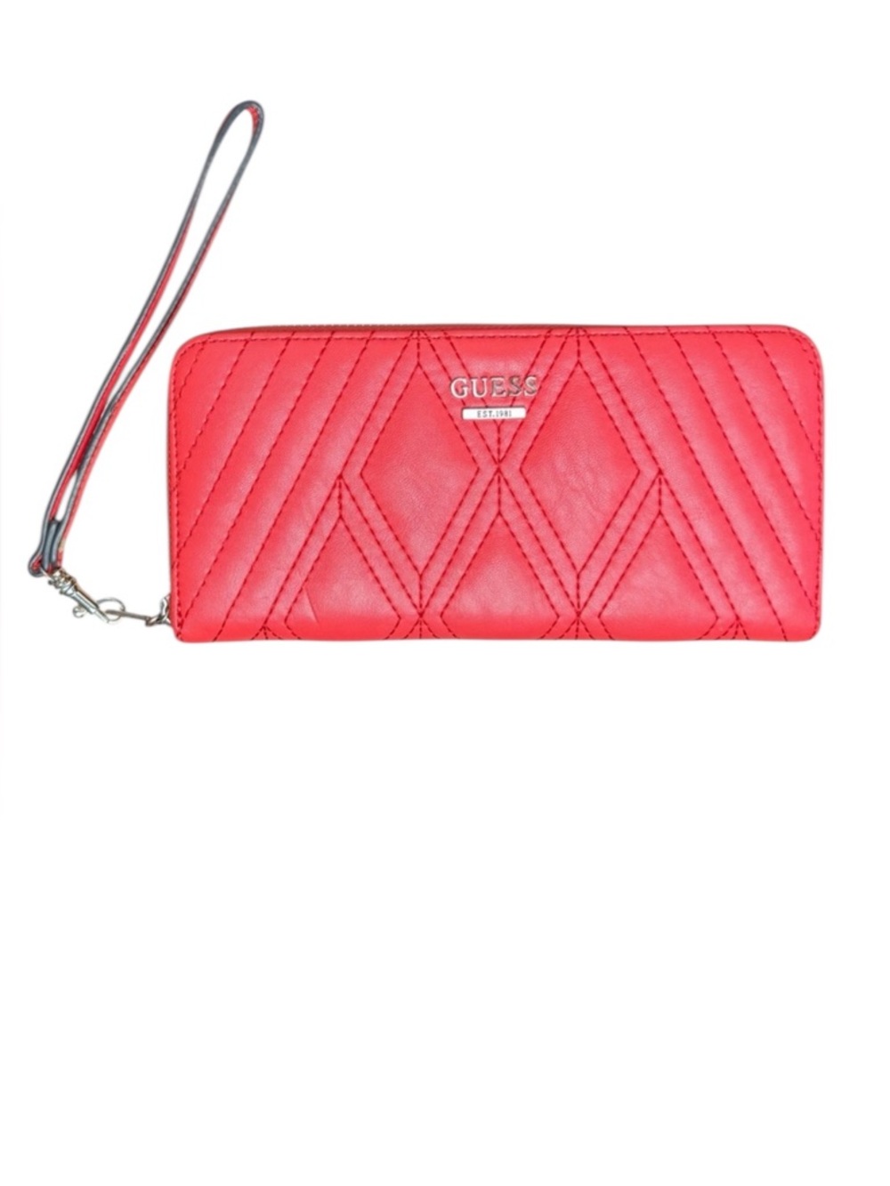 GUESS Red/Pink Quilted Women's Wristlet Clutch Wallet